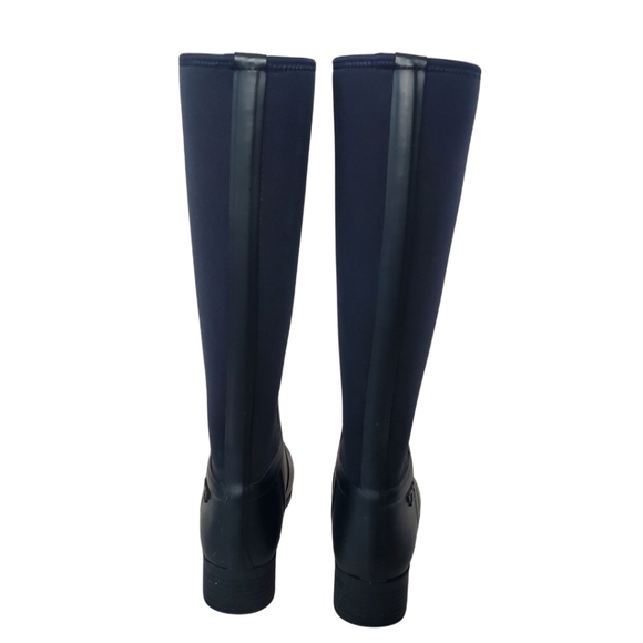 Tory Burch Navy Blue Block Heel Rain Boots - Picture 5 of 7